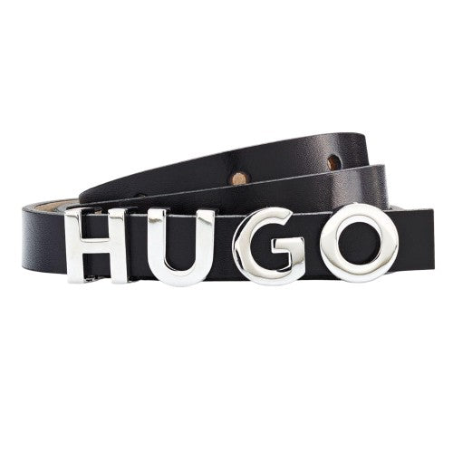 Front - Hugo Womens/Ladies Zula Metal Logo Cow Leather Belt