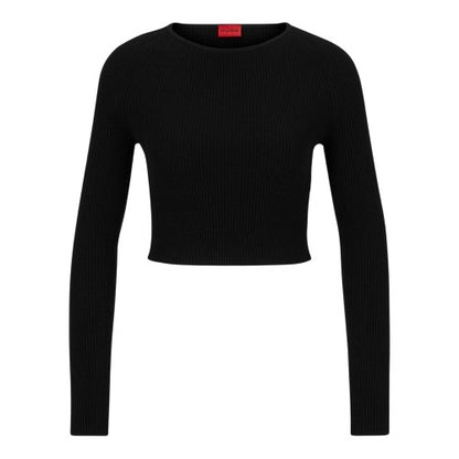 Front - Hugo Womens/Ladies Saneriny Cropped Long-Sleeved Jumper