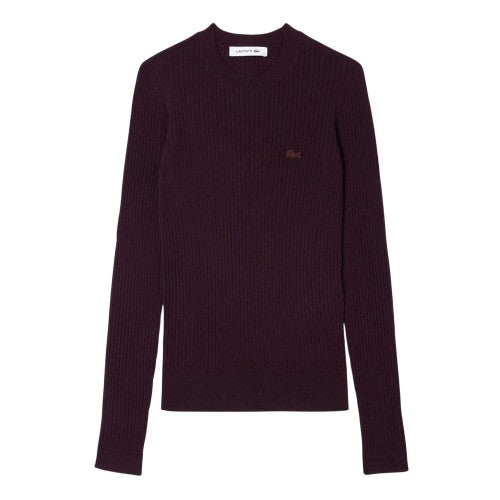 Front - Lacoste Womens/Ladies 3D Merino Wool Ribbed Sweater Top