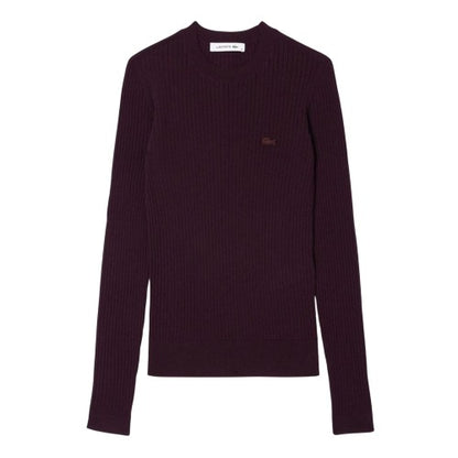Front - Lacoste Womens/Ladies 3D Merino Wool Ribbed Sweater Top