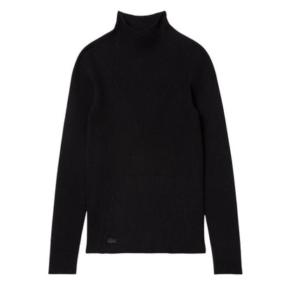 Front - Lacoste Womens/Ladies Rib Knit High-Neck Sweater Top