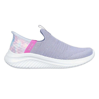 Front - Skechers Girls Ultra Flex 3.0 Tie Dye Slip-In Shoes
