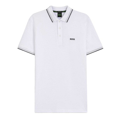 Front - Boss Mens Paddy Logo Contrast Trim Regular Polo Shirt
