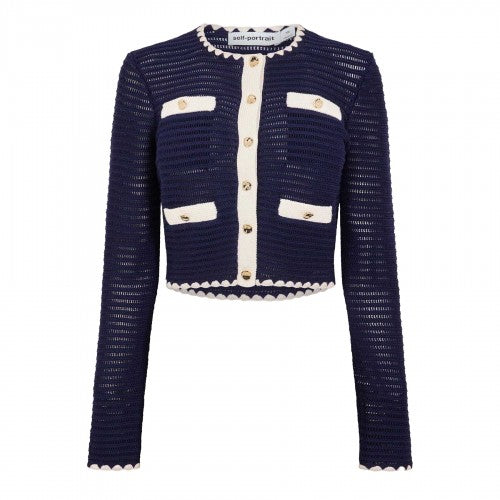 Front - Self-Portrait Womens/Ladies Crochet Cardigan