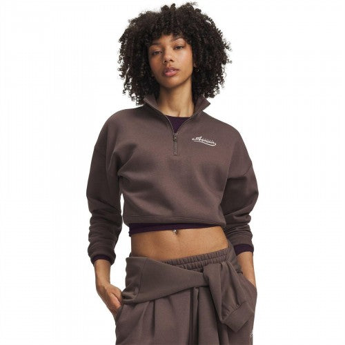 Front - Under Armour Womens/Ladies Rival Cropped Half Zip Sweatshirt