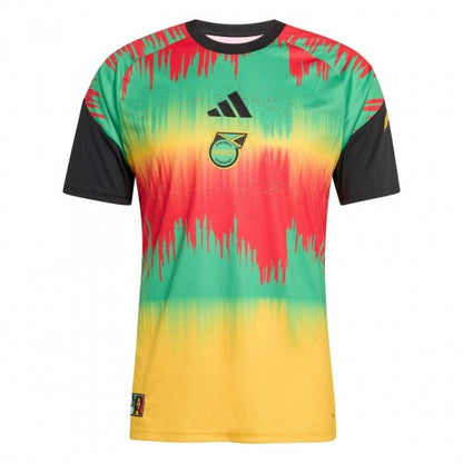 Front - Adidas Mens 2026 Pre Match Jamaica Contrast Panel Football Shirt