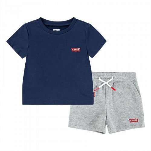 Front - Levis Baby Logo Polycotton T-Shirt & Shorts Set