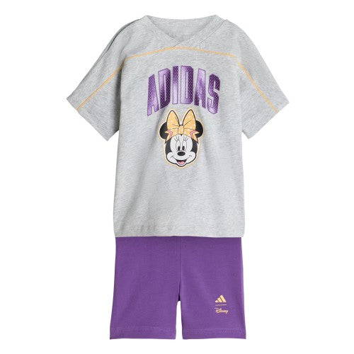 Front - Adidas Baby Minnie Mouse Logo T-Shirt & Shorts Set