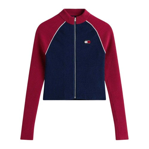 Front - Tommy Jeans Womens/Ladies Colour Block Full Zip Cardigan