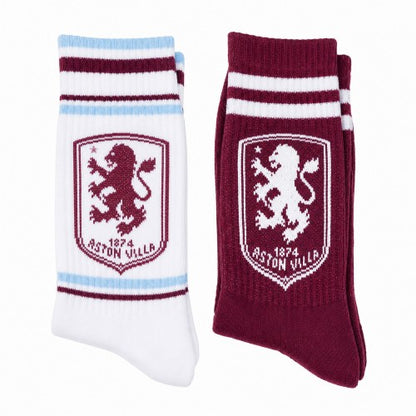 Front - Aston Villa FC Unisex Adult Ankle Socks (Pack of 2)
