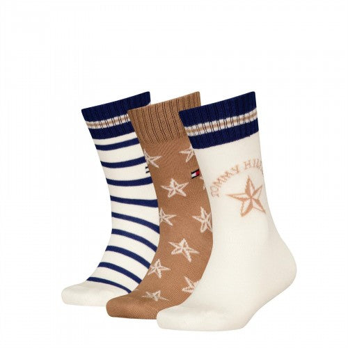 Front - Tommy Hilfiger Childrens/Kids Ribbed Crew Socks (Pack of 3)