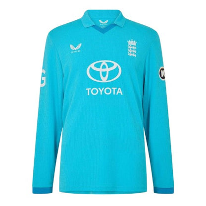 Front - Castore Mens England Cricket Long-Sleeved Cricket Shirt