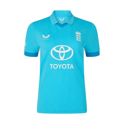 Front - Castore Womens/Ladies ODI 26/27 England Cricket Long-Sleeved Cricket Shirt