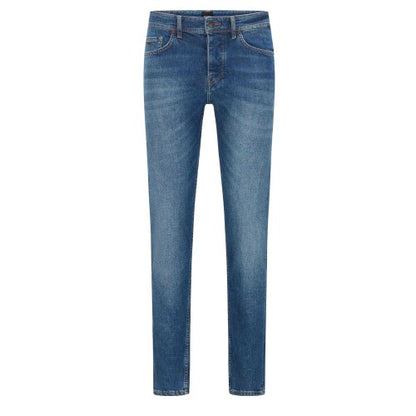 Front - Boss Mens Leather Badge Tapered Jeans