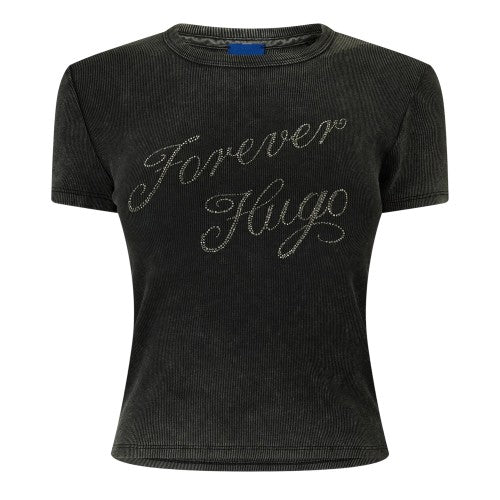 Front - Hugo Womens/Ladies Lettering Print Crew Neck Slim T-Shirt