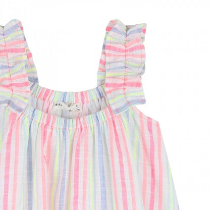 Multicoloured - Side - Billieblush Girls Stripe Smock Dress