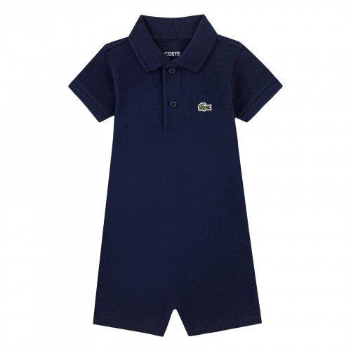 Front - Lacoste Baby Core Embroidered Logo Romper