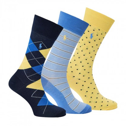 Front - Ralph Lauren Mens Oxford Crew Socks (Pack of 3)