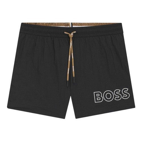Front - Boss Mens Mooneye Logo Outline Swim Shorts