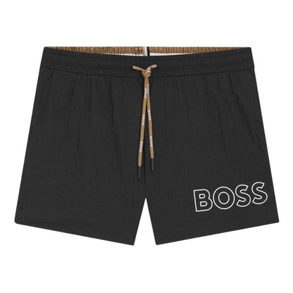 Front - Boss Mens Mooneye Logo Outline Swim Shorts