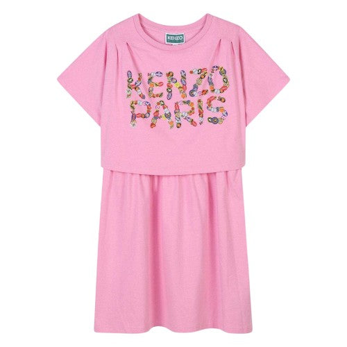 Front - Kenzo Girls Logo T-Shirt Dress