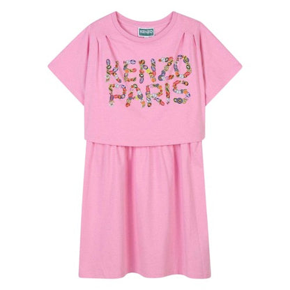 Front - Kenzo Girls Logo T-Shirt Dress