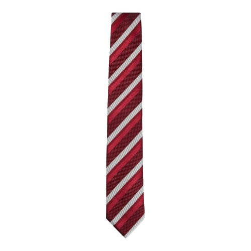 Front - Boss Striped Silk Jacquard Tie