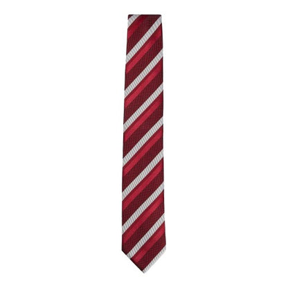 Front - Boss Striped Silk Jacquard Tie