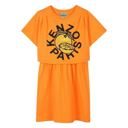 Front - Kenzo Girls Logo Relaxed Fit T-Shirt Dress