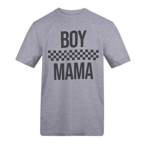 Front - AWD Unisex Adult Boy Mama Checked T-Shirt