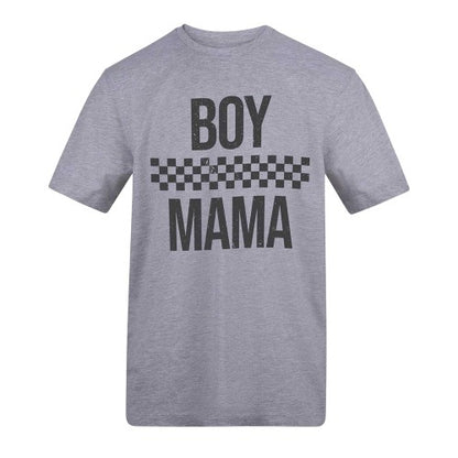 Front - AWD Unisex Adult Boy Mama Checked T-Shirt