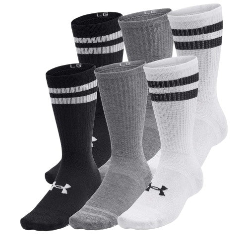 Front - Under Armour Unisex Adult Essential Logo Crew Socks (Pack of 6)