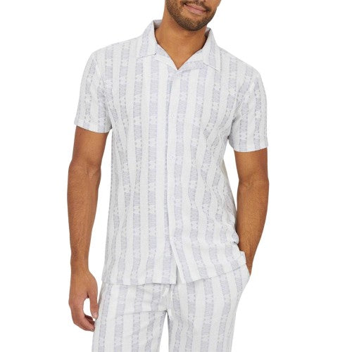 Front - Brave Soul Mens Striped Open Collar Shirt