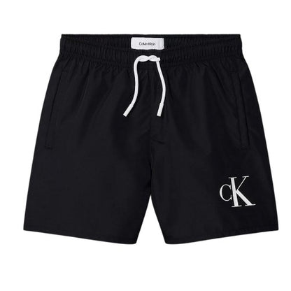 Front - Calvin Klein Boys Monogram Slim Swim Shorts