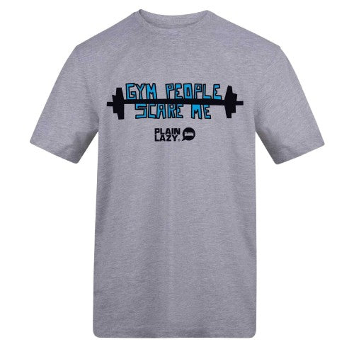 Front - Plain Lazy Mens Gym People Scare Me Printed T-Shirt