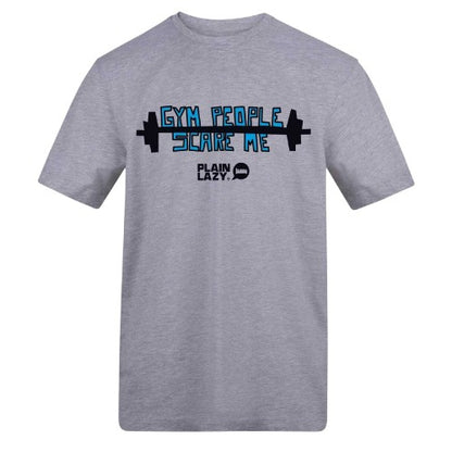 Front - Plain Lazy Mens Gym People Scare Me Printed T-Shirt