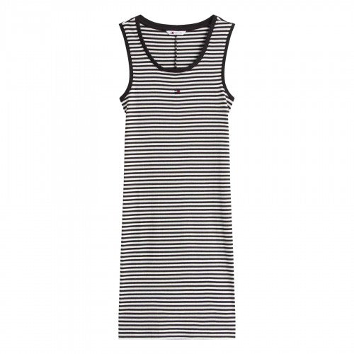 Front - Tommy Jeans Womens/Ladies Essential Ribbed Slim Tank Dress