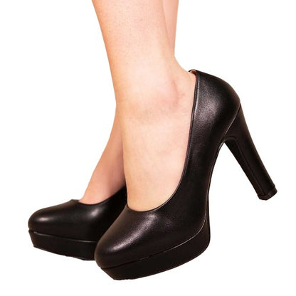 Front - No Doubt Womens/Ladies Platform High Block Heel Court Shoes