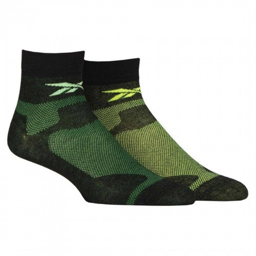 Front - Reebok Unisex Adult Sports Light Camouflage Running Ankle Socks (Pack of 2)