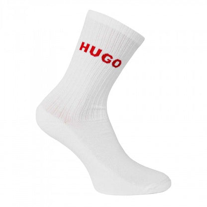 Front - Hugo Unisex Adult Embroidered Logo Crew Socks