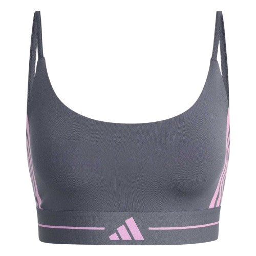 Front - Adidas Womens/Ladies Hyperglam Striped Light Support Sports Bra