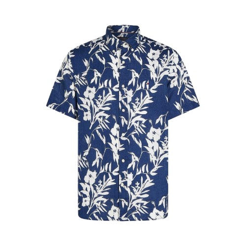 Front - Tommy Hilfiger Mens Tropical Floral Regular Short-Sleeved Shirt