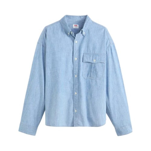 Front - Levis Mens Chambray Cropped Shirt
