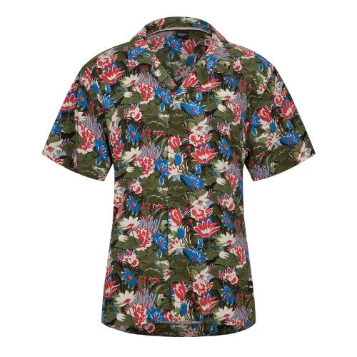 Front - Boss Mens Floral Pattern Short-Sleeved Shirt