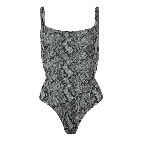 Front - Skims Womens/Ladies Snake Print Square Neck Bodysuit