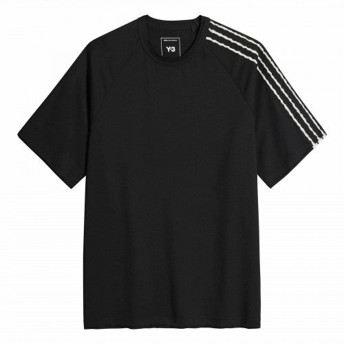 Front - Y-3 Mens 3 Stripes Regular T-Shirt
