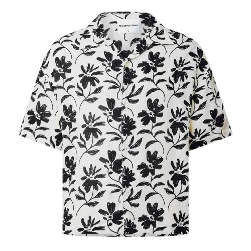 Front - MKI MIYUKI ZOKU Mens Floral Relaxed Fit Short-Sleeved Bowling Shirt