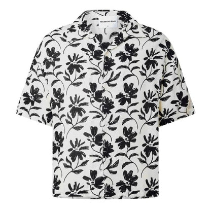 Front - MKI MIYUKI ZOKU Mens Floral Relaxed Fit Short-Sleeved Bowling Shirt