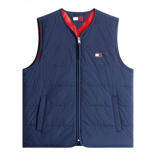 Front - Tommy Jeans Mens Flag Logo Quilted Gilet