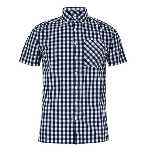 Front - Lee Cooper Mens Gingham Check Short-Sleeved Shirt